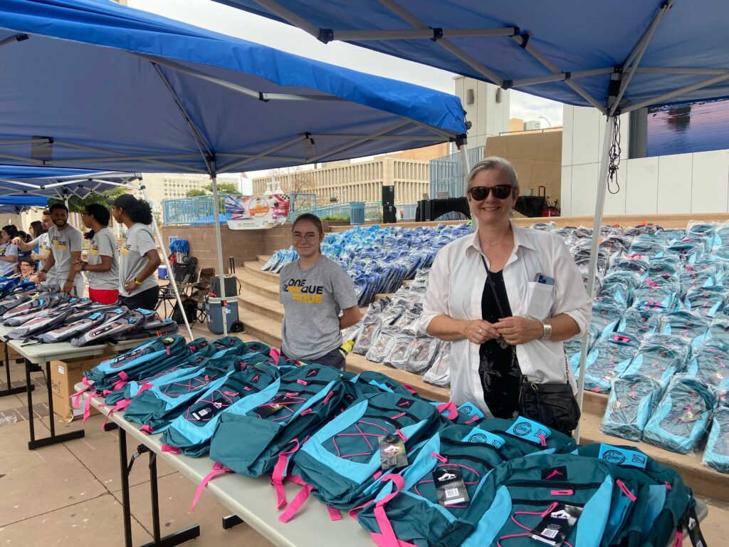 Kathleen helping out at back-to-school event